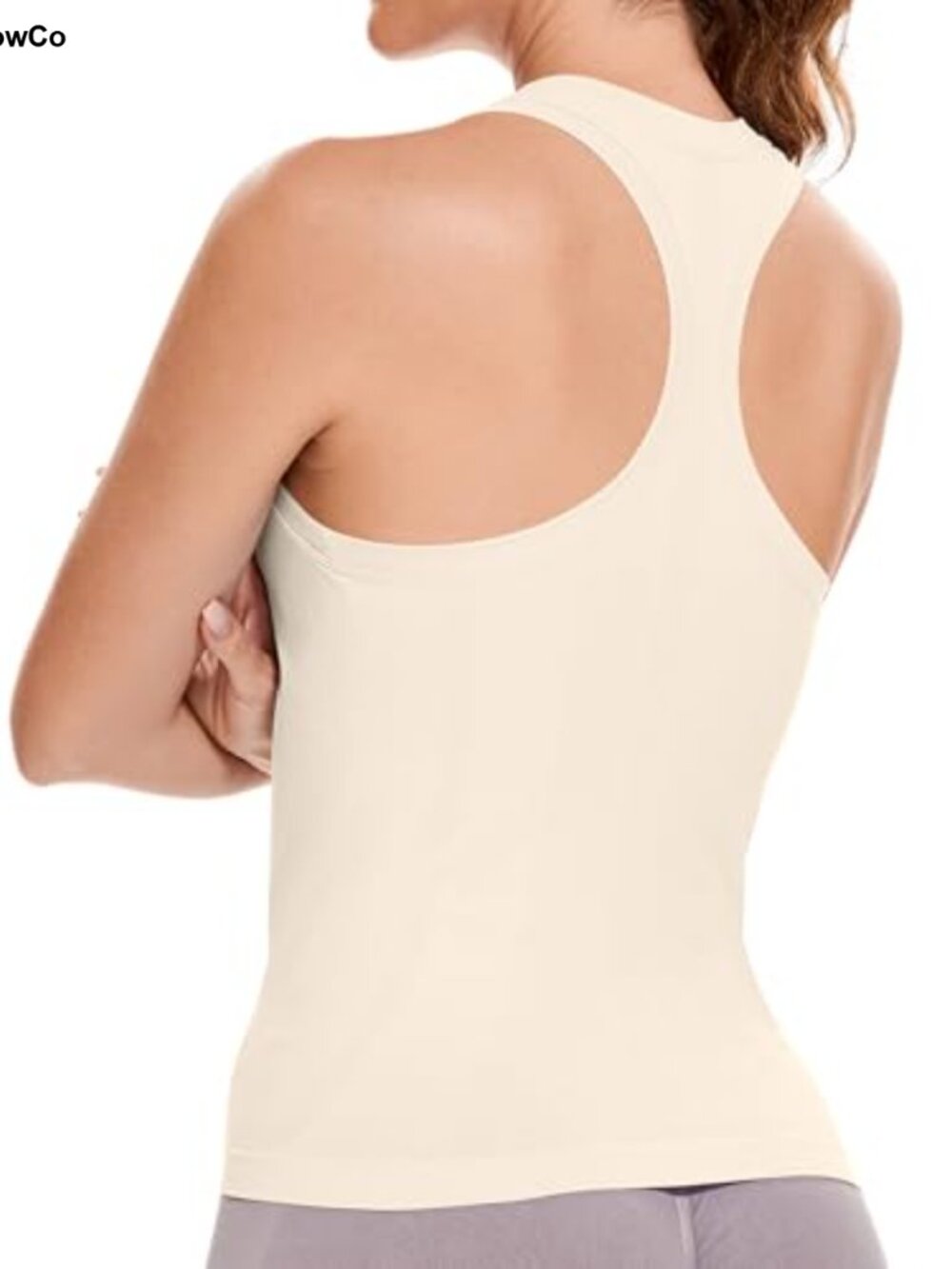 Womens Seamless Racerback Workout Tank Top Crew Neck Athletic Yoga Gym